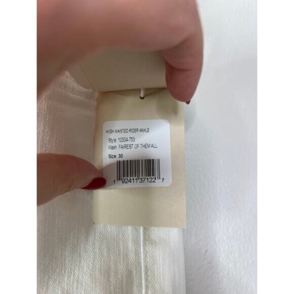 NWT Mother High Waisted Rider Ankle Button Belt Loops Denim Pants White Size: 30 - Picture 5 of 10